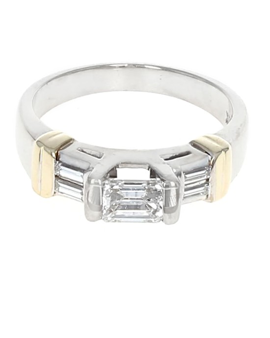 Emerald Cut and Baguette Diamond Ring